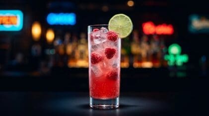 Raspberry Lime Rickey Mocktail - Drink Lab recipe hero image
